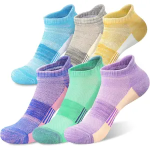 Women's Ankle Socks - 6 Pairs Wicking Athletic Running Socks With Thick Cotton Cushioned Soles and Tabs