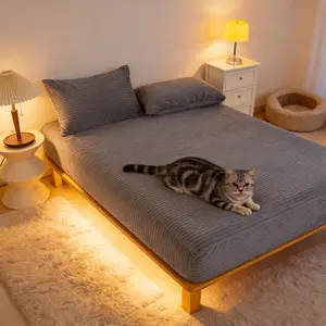 King/queen Size Fitted Sheet Set, Soft Skin-Friendly Fabric, Anti-Wrinkle, Deep Pocket Design, Includes 1 Fitted Sheet & 2 Pillowcases