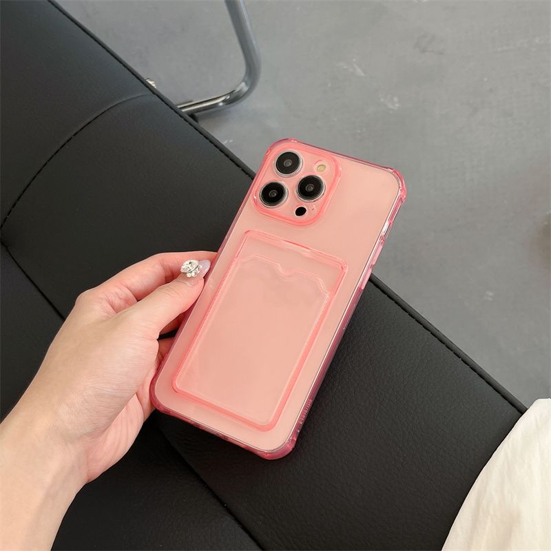 Clear Shockproof Wallet Phone Case Card Slot Card Holder for iPhone 11-17 Pro Max Plus Air, Slim Soft TPU Protective Cover Cute Card Pocket Design Gift