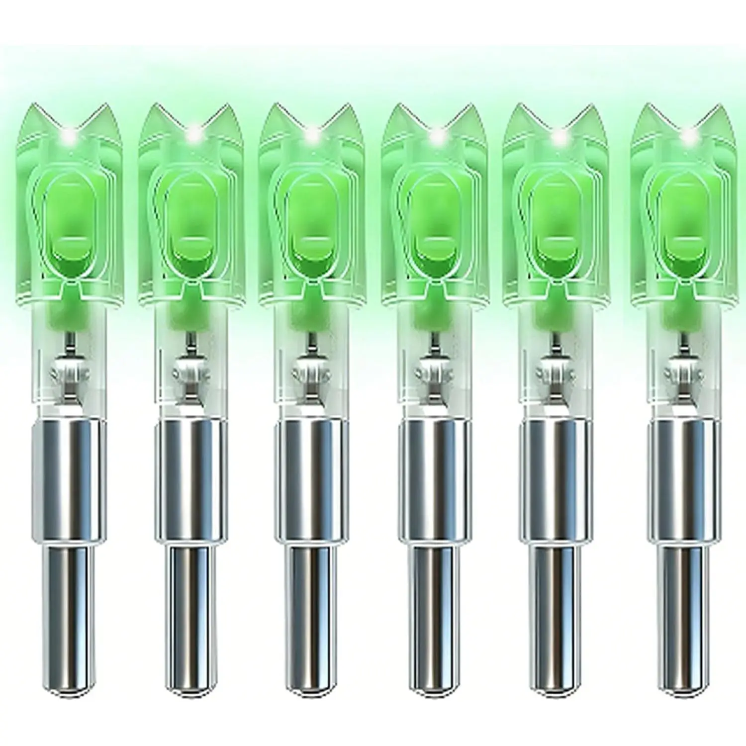 jianZD 6-Pack Crossbow Lighted Nocks, Impact-Resistant PC with High-Transparency LED-Lit Tips and ON/OFF Switch for Night & Jungle Hunting, Fits .285-.305 ID Bolts