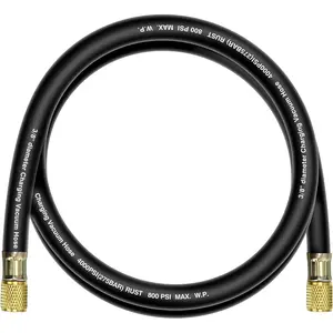 2026 Upgraded 3/8" HVAC Vacuum Hose,72“ Refrigerant Charging Hose, Standard 3/8"×3/8" Flare Fittings, Working Pressure: 800 (Psi), Burst Pressure: 4000 (Psi), Faster HVAC Evacuation and Recovery,Black