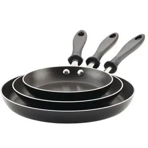 ￼ Farberware Reliance 3pc Aluminum Nonstick Frying Pan Set Black: K