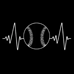 Softball Baseball Mom with Heartbeat Decal Vinyl Window Decal for Vehicle Windows Boats RVs Office Desks Laptops Easy to Install, self adhesive, several colors and sizes.