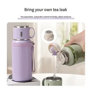 Portable Outdoor Water Bottle (600ml) - Stainless Steel Flask with Rope Handle - Dual-Function Coffee Cup (Ideal for Camping & Travel), Vacuum-Insulated Tumbler, Thermos, Leak-Proof Insulated Travel Mug