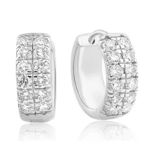 5/8Ct Diamond Hoops in White Gold Lab Grown 12mm Tall Earrings