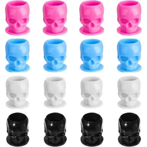 Disposable Tattoo Ink Cups with Base, 60count/Set Skull Design Ink Caps, 4 Colors Self-Stand Tattooing Container for Tattoo Ink, Permanent Makeup Pigment Holder : Beauty & Personal Care-USA