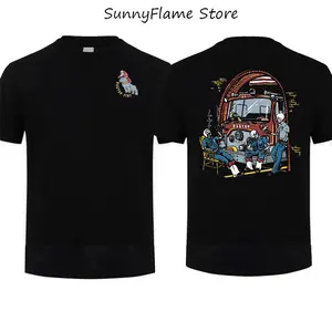 Ragtop Fire Firefighter Skeleton T-Shirt, Cotton Short Sleeve Graphic Tee, Tactical Shirt Bold Statement Rescue Clothing Gift for Men Top, Gift Father's Day