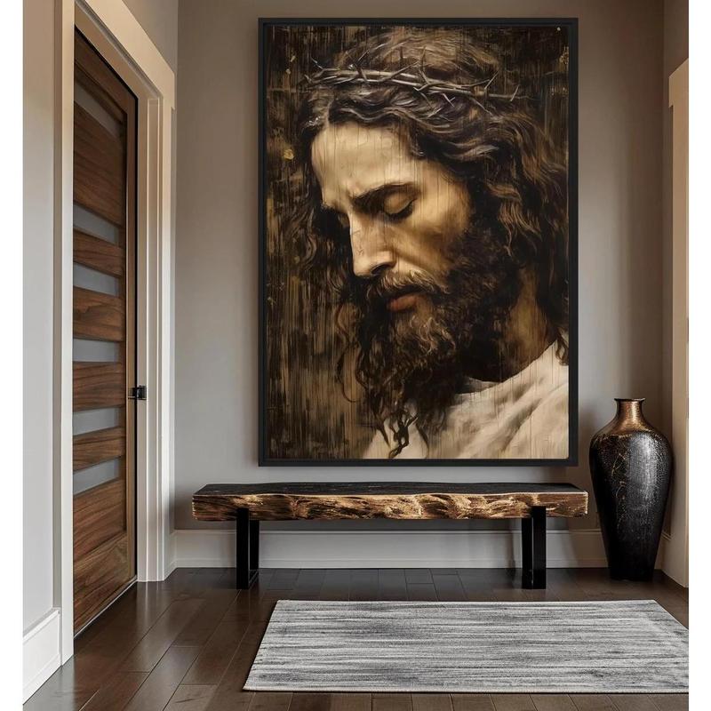 Unframed Jesus Christ Portrait Canvas Print - Modern Christian Religious Wall Art, Aesthetic Home Decor