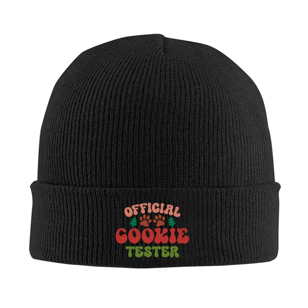 S&T 1 Piece Unisex Cookie Theme Knitted Hat - Official Cookie Taster Design, with Cookie Pattern, Warm Winter Ski Hat, Suitable for Men and Women, Christmas/Halloween/New Year Party Accessory, Cookie Tester Gift Idea