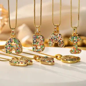 Alphabet Initial Necklace Micro Zirconia 26 Letters Pendant Brilliant Shine • Elegant Craft • Trendy Fashion Design
