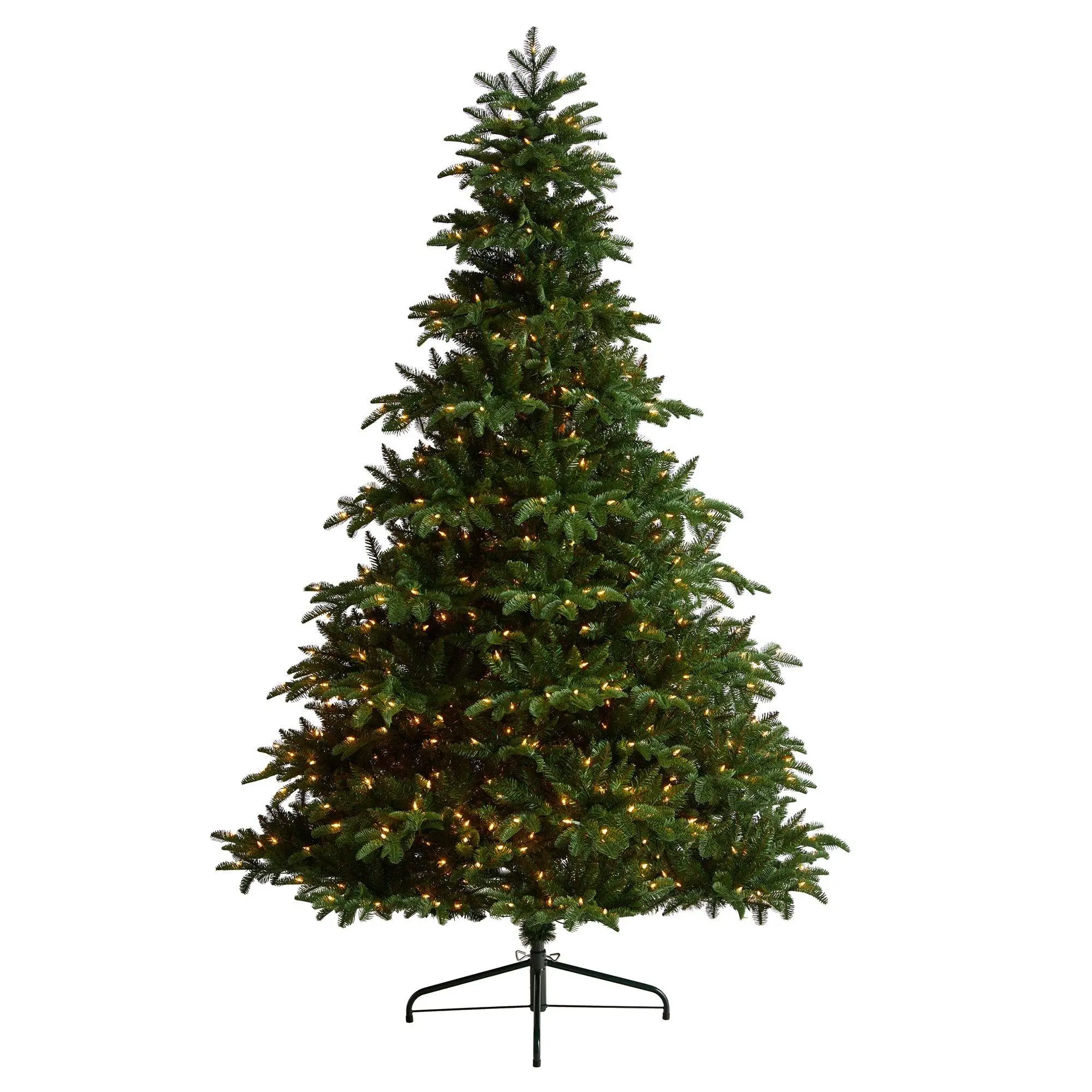 Traditional 8ft Standing South Carolina Spruce Christmas Tree Decoration, Pre-Strung with 700 Warm White Lights, 3412 Bendable Branches, Holiday Festive Home Decor