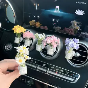 Car Air Freshener Bouquet Decor, Artificial Roses Bouquet, Selected Jasmine Daisy Peony Flowers, Includes 2 Odorless Sponges, Perfect Gift for Women
