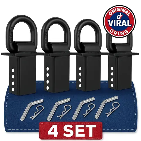 Torvec Heavy Duty Adjustable Trailer Stake Pocket D Ring w/ 1/2" Hitch Pin WLL 18000 lbs 4 Holes for Adjustmen Stake Pocket D-Ring Tie Downs Utility for Flatbed Trucks and Trailer 4 Pack - Hardware Vehicle