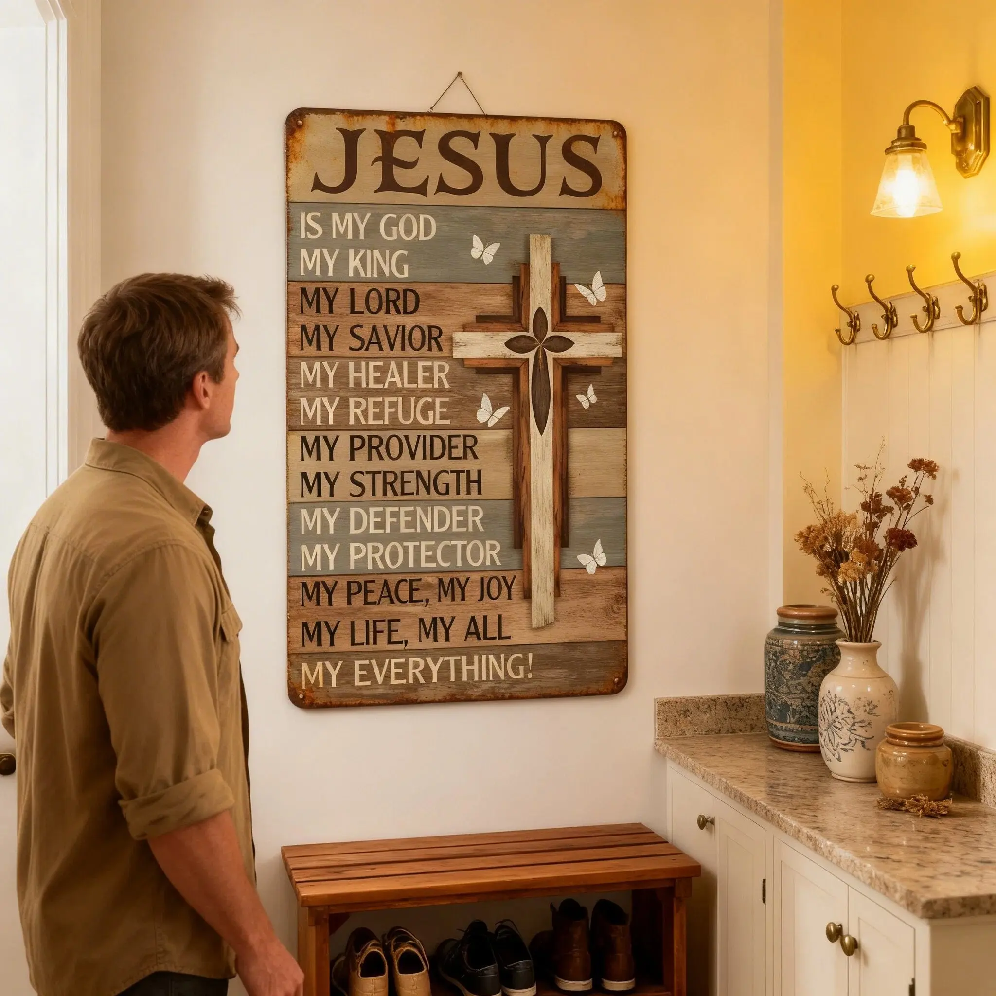 Christian Gifts for Women Men Jesus Is My God King Everything Vintage Tin Sign Religious Metal Wall Art 8x12 Inch Decorative Ornaments for Home Church Office Chapel，SummerVibes，SummerWins ，DealsForYouDays