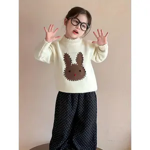 NewGirls' Cute Sheep Print Sweater - Soft Warm Long Sleeve Round Neck Pullover Sweater for, Christmas & Casual Attire - Cozy Winter & Spring Sweating ( to) - Hand Washable Sheep Pattern Sweater(Gift)11