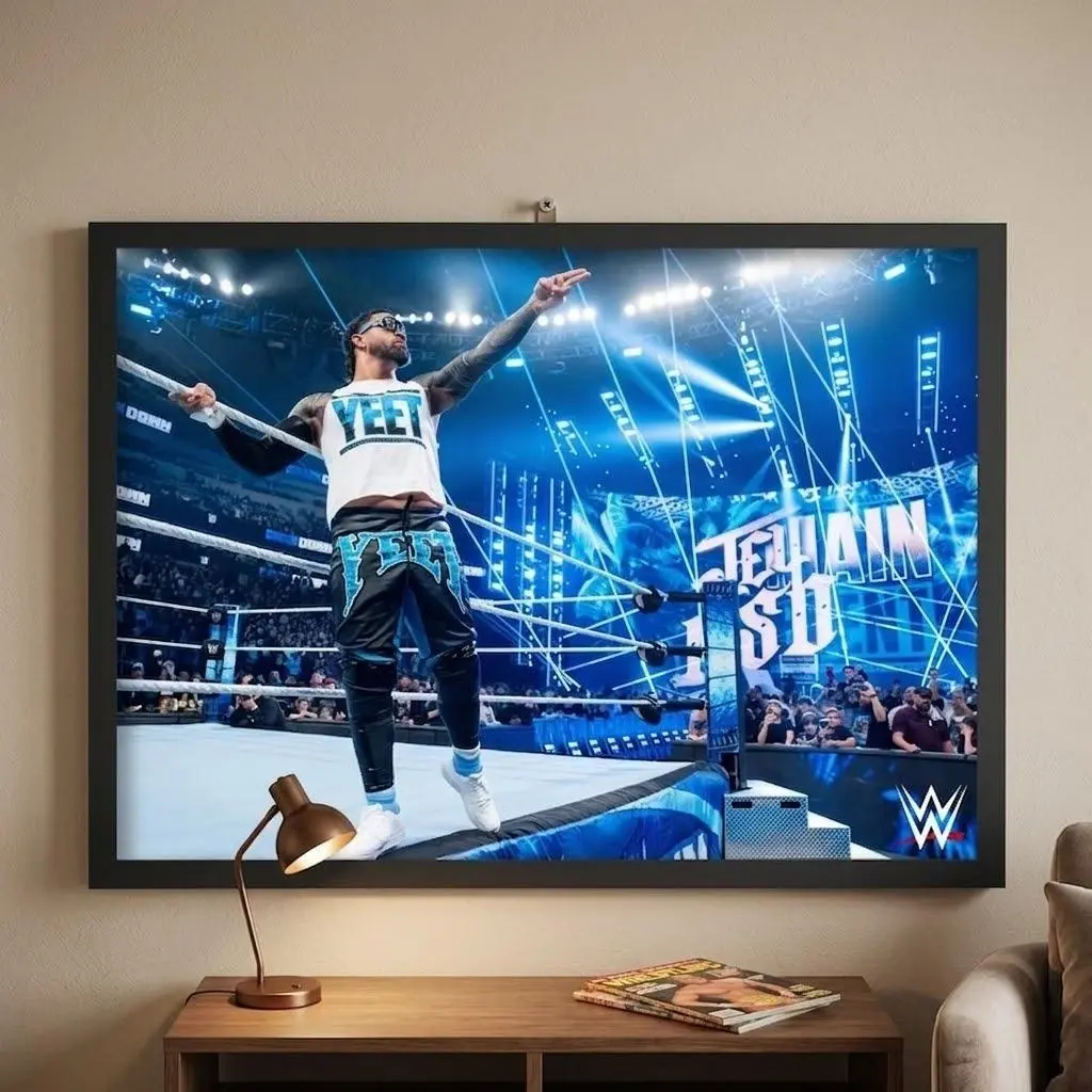 WWE Jey Uso Ring Side Print Unframe Poster, Wrestling Themed Home Decor Wall Art for Fans