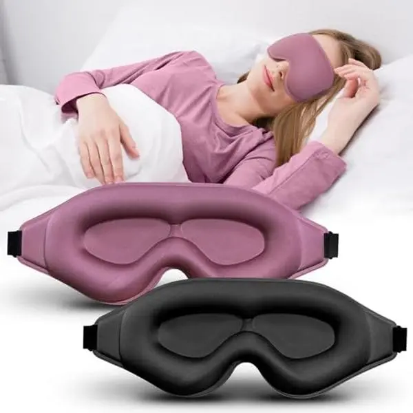 Blackout Eye Mask for Sleeping - Silky Ice Silk Polyester, 3D Contoured, Double Layer Memory Foam, Eyelash Extension Safe, Skin-Friendly, 1 Size Fits Adults, Ideal for Night Routine (Beauty & Personal Care Sleep Masks)