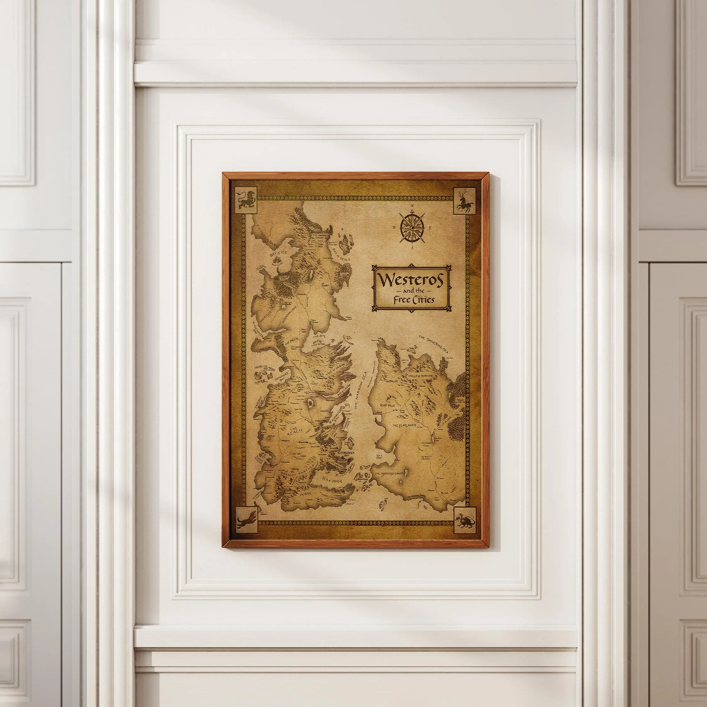 Game of Thrones Map – Westeros Wall Art, Known World Map Print, Fantasy ...