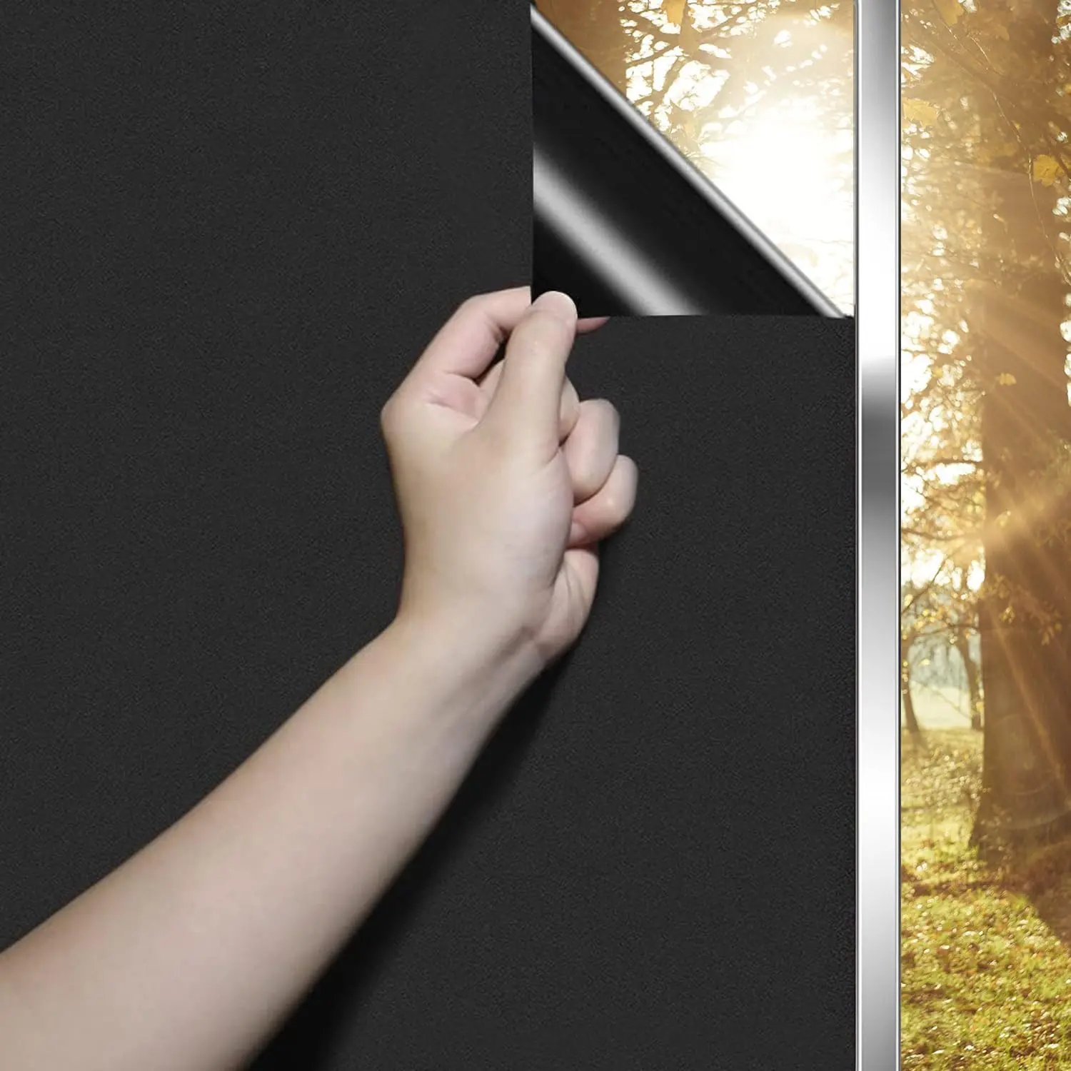 Blackout Window Film 44.5x200 Cm, Window Privacy Films, Privacy UV Protection Static Cling, No Glue, Smooth Surface, Home Office Decor, Matte, Sun Shade Film, Blackout Window Cover