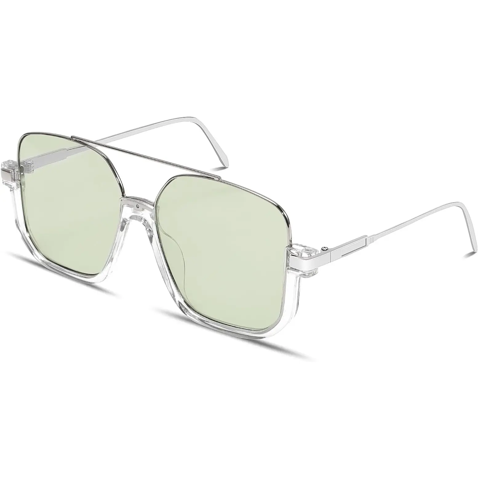 Silver Clear Frame - Light Green Lens