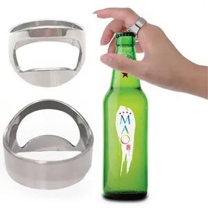 Stainless Steel Finger Ring Beer Opener, 1 Count/4 Counts Creative Beer Bottle Opener, Portable Bottle Opener for Home Kitchen