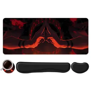 4pcs Anime Ninja Jujutsu Design Mouse Pad + Keyboard Wrist Rest + Ergonomic Mouse Pad + Coaster Set For Desktop Decoration, Office Accessories Set Ergonomic Wrist Support, Computer Mat Mouse Pad Coaster Suitable For Home Office Gaming, Gaming Mouse Pads