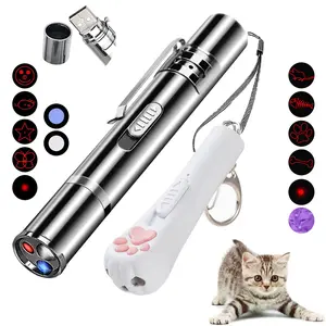 Pet Laser Cat Toy Light, Dot Chasing Lamp, Interactive LED Light Pet Toy, USB Rechargeable, 5 Adjustable Modes, Indoor Dog Cat Use, Laser Pointer