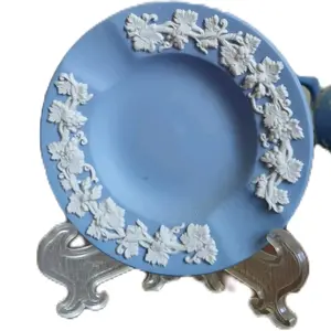 Vintage WEDGEWOOD  Small Blue Jasperware "Grapes" Pattern 3-3/4" Ashtray - Lighter Finish