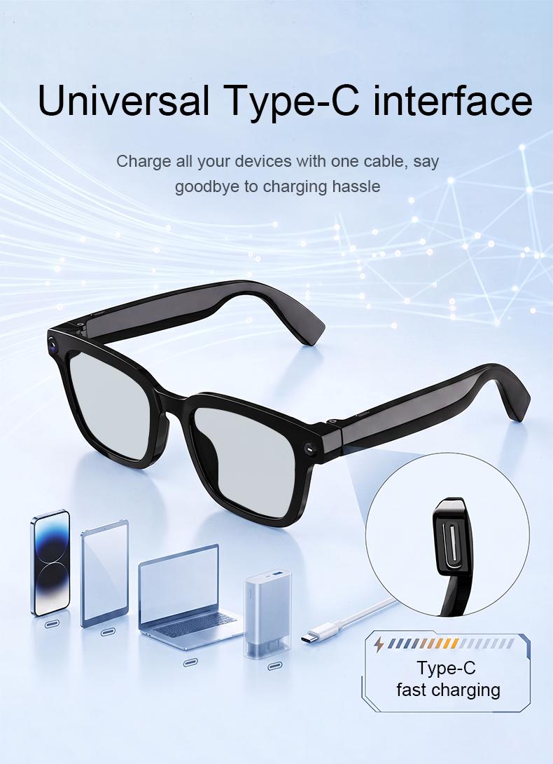 Smart Bluetooth Glasses with HD Camera, 1200p Video Recording Wearable Smart Glasses, Anti-shake Shooting Outdoor Sports Camera Sunglasses, Multifunctional Wireless Audio Glasses with Intelligent Voice Assistant, Built-in Earphone Anti-blue Light Eyeglass Smart Bluetooth Glasses with HD Camera, 1200p Video Recording Wearable Smart Glasses, Anti-shake Shooting Outdoor Sports Camera Sunglasses, Multifunctional Wireless Audio Glasses with Intelligent Voice Assistant, Built-in Earphone Anti-blue Light Eyeglass