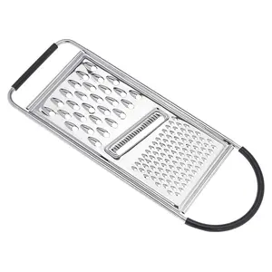 Cheese Grater with Handle, Stainless Steel Zester, Easy to Clean, Dishwasher Safe, Rectangular, Non-Slip, Multifunction Tool for Kitchen Prep, Vegetables, Black