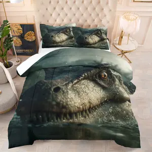 3D Dinosaur Print Quilt Set for Kids & Teens Boys Bedroom Decor, Includes 1 Quilt and Pillowcases (no Insert), Perfect Gift Idea!