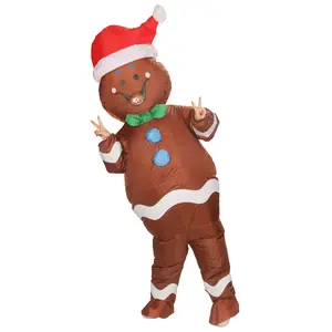 Christmas Inflatable Gingerbread Man Costume Christmas Party Blow-up Costume for Adult Christmas Decor/Parade (Gingerbread Man)