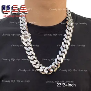 18/20/22mm Wide Heavy Stainless Steel Chunky Miami Cuban Link Chain Necklace ,Polish Silver Mens Hip Hop Jewelry Chain