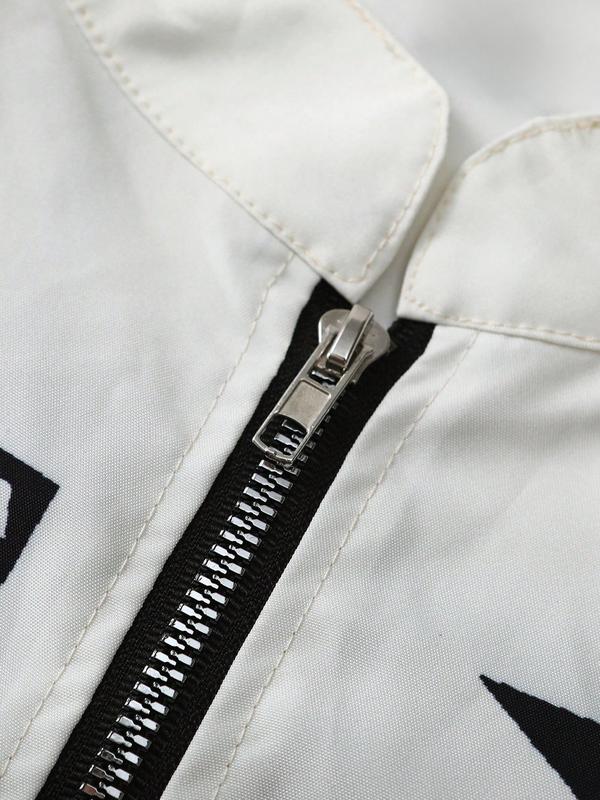 Men's Speed Racing Pattern College Style Jacket, Street Hip-Hop Coat, Fitted Long Zipper Design, Casual Outdoor Wear, All Seasons