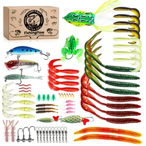 ANOTION Fathersday Gift for Him, Over 50-Piece Complete Lure Soft Bait Fishing Gear Set, Designed for Male Fishing Enthusiasts, Gift for Dad, Father