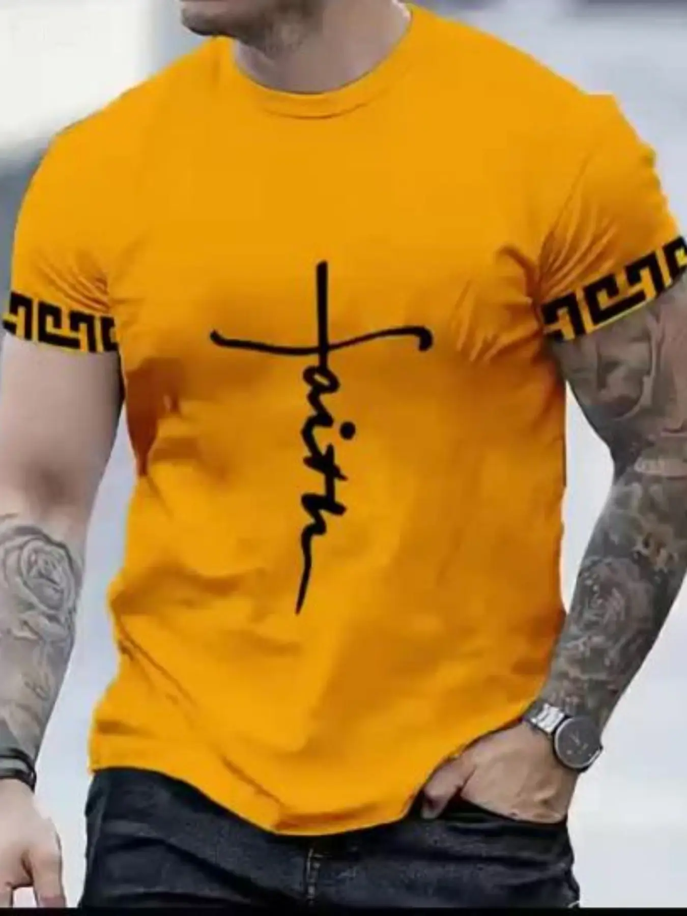 Summer Casual Street Style Men's Fashion T-Shirt, Outdoor Commute Round Neck Short Sleeve Fitted Sportswear, Long Figure Pattern Top, Casual Sporty Top