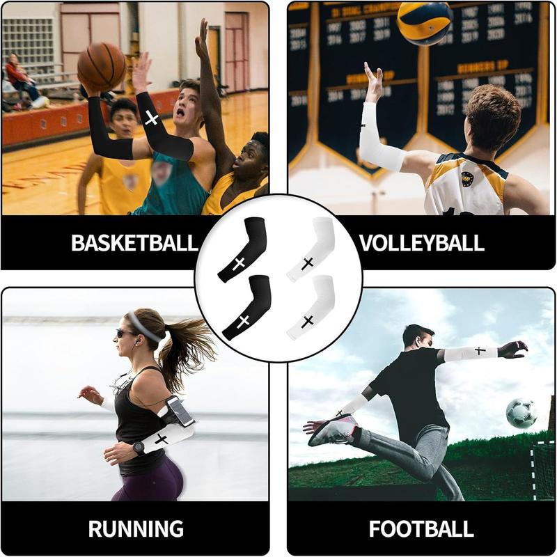 2 Christian Cross Arm Sleeves for Men Women UV Protection Sports Compression Sleeves Basketball Cycling Running Fitness Tattoo Cover Breathable Sun Protection Arm Warmer Christian Faith Streetwear Style Elastic Anti-Slip Arm Guards Outdoors Workout Gear