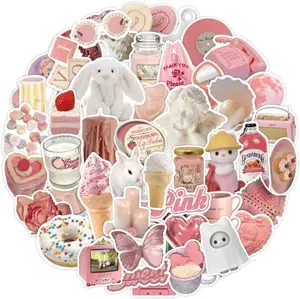 Pcs Pink Niche Personalized DIY Stickers, Students Prize stickersSuitable for laptops, Guita, Water Bottles, Skateboards, suitcases, car Bumpers, Cute Stickers for Children, Girl and Teenagers