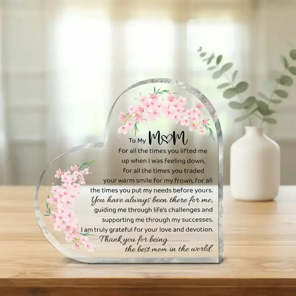 Acrylic Mom Gift, 1-Count or 12 pcs/set Thank You Gift for Mom, Definition Acrylic Heart Plaque Desk Sign Ornament for Tabletops and Home Decor