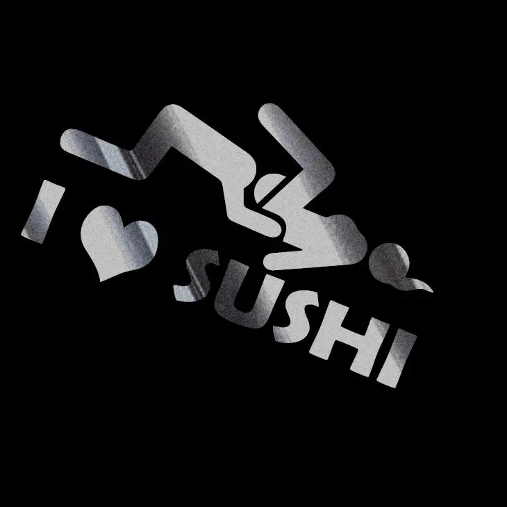 I Love Sushi Chicks JDM Japanese Vinyl Decal Sticker UV & Waterproof Bumper Window Laptop Automotive Water Bottle Gift accessories – SILVER CHROME 7"
