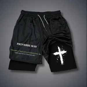 Bible 80s 90s summer men shorts for men jorts outfit men graphic shorts Double-layer sports shorts Comfortable short shorts summer