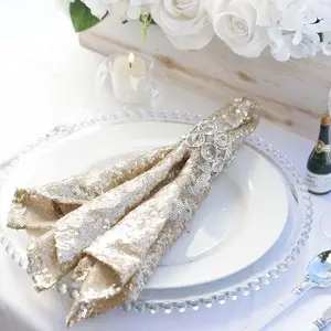 Sequin Napkin 20"x20" Champagne - Sparkling Reusable Cloth Napkin for Parties & Events