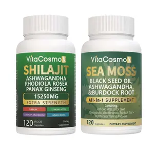 VitaCosmoX Dynamic Vitality Bundle - Shilajit & Sea Moss Supplements | 240 Veggie Capsules | Plant-Based Wellness Solution | Dietary & Edible