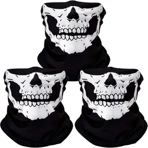 3Pcs Breathable Face Masks Skull Mask Seamless Balaclava Mask Headwear Scarf,The Dead Skull Bandana Mask for Cosplay Masquerade Costume Party