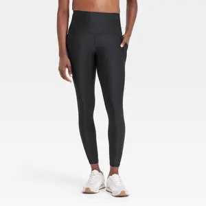 Women's Effortless Support High-Rise Pocketed 7/8 Leggings - All In Motion Black L