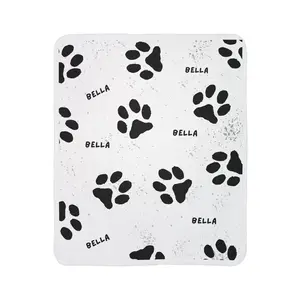 Personalized Paw Print Sherpa Pet Blanket – Custom Dog or Cat Name, Soft Fleece Throw