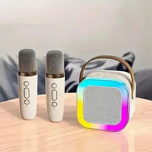 Mini Audio Integrated Speaker, Small Home Ktv Karaoke Singing with Microphone, Portable Outdoor Speaker, Includes Two Mics and Bluetooth-compatible Speaker, Portable Karaoke Machine