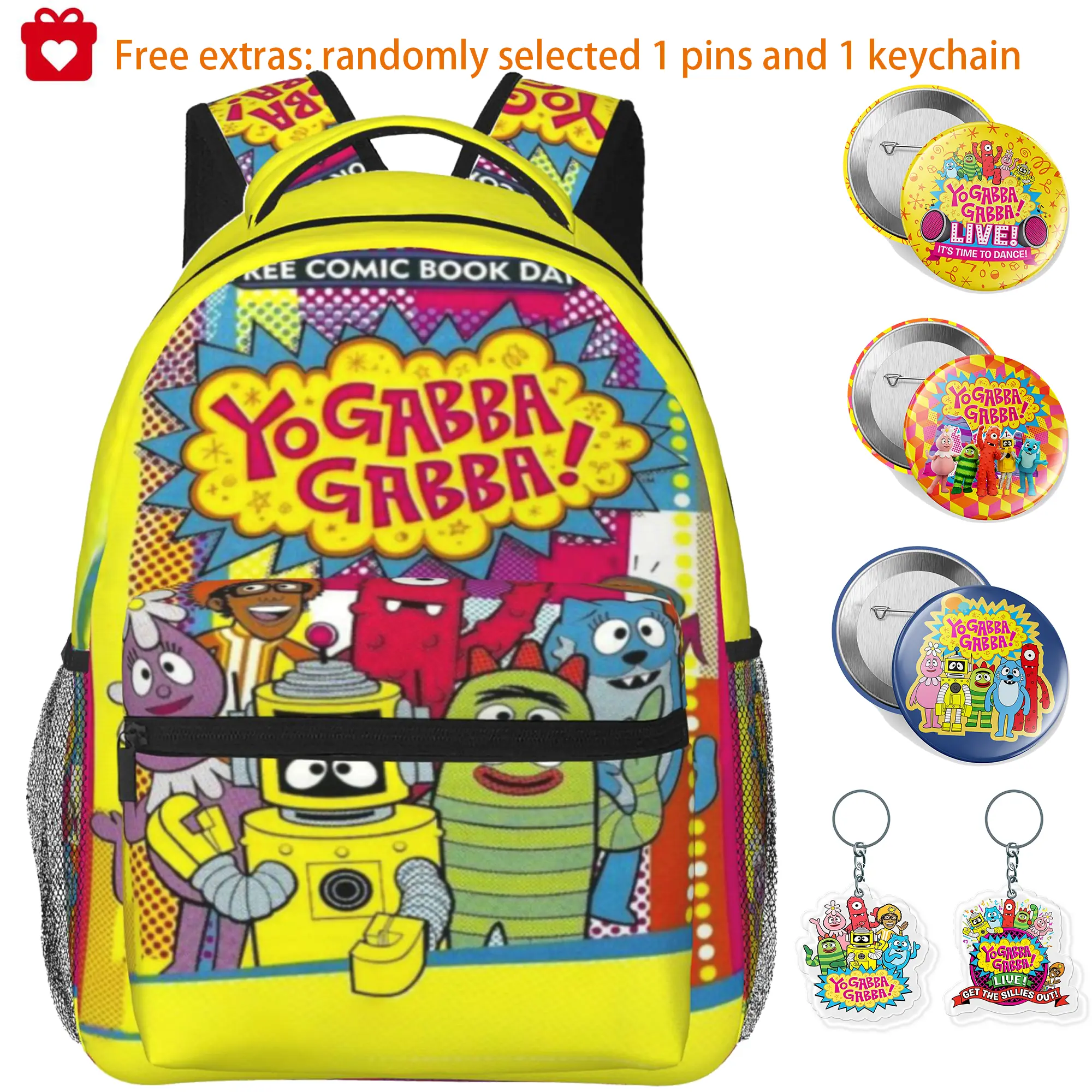Kawaii  Yo gabba gabba Backpack Funny Cartoon Yo gabba gabba party supplies Daily Commute Casual Laptop Backpack Hiking Daypack Yo gabba gabba toys storage bag for birthday, anniversary, party gifts