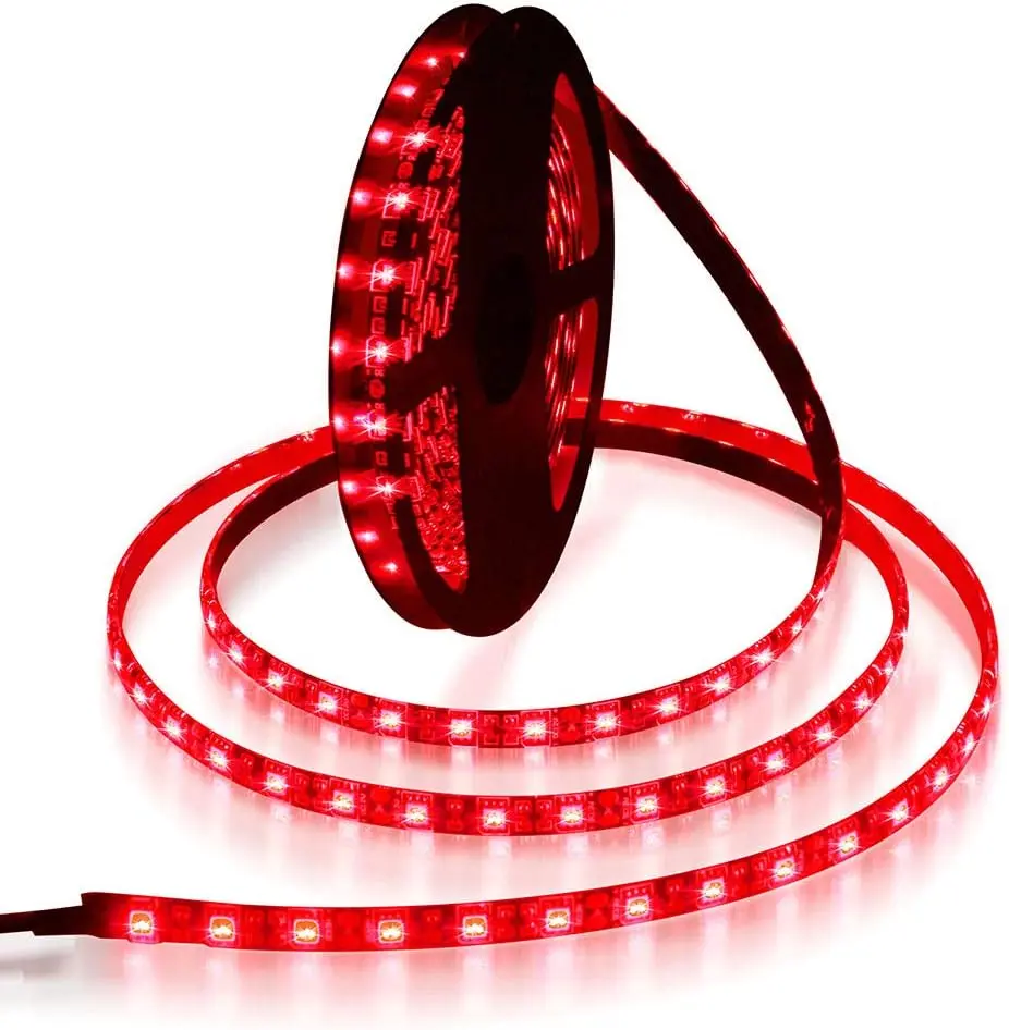 16.4ft 5050 SMD Red LED Flexible Strip Ribbon Light 5M 300 LEDs Waterproof IP65 DC 12V for Home Garden Commercial Area Lighting, Without Power Supply, Home Led Light Strip Decor, Light Up Your Space