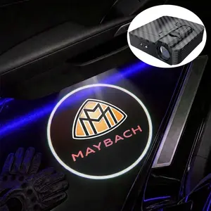 2 Pcs Carbon Fiber Welcome Light Set for Maybach, Car Door Projection Lamp, Laser Light, Decorative Floor Lamp (batteries Not Included)